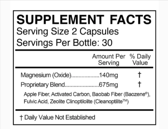 True Carbon Cleanse Supplement Facts