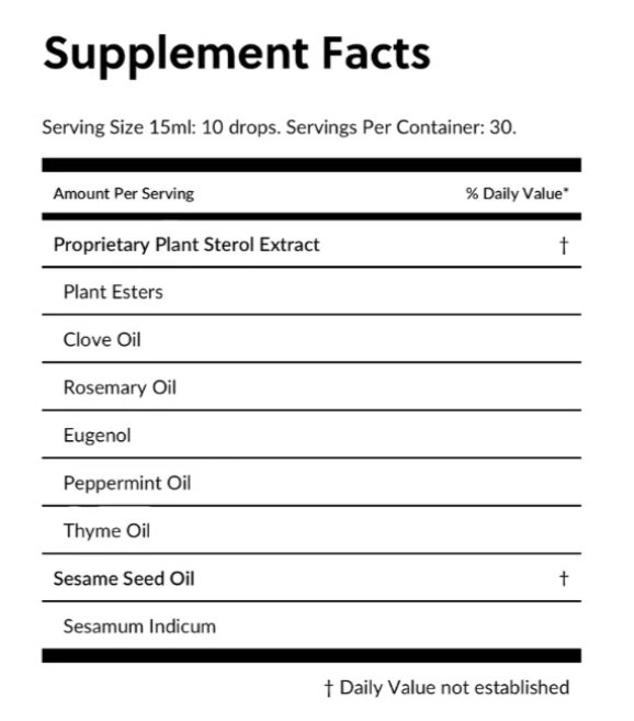 Solaris Plant Sterol Extract Drops Supplement Facts